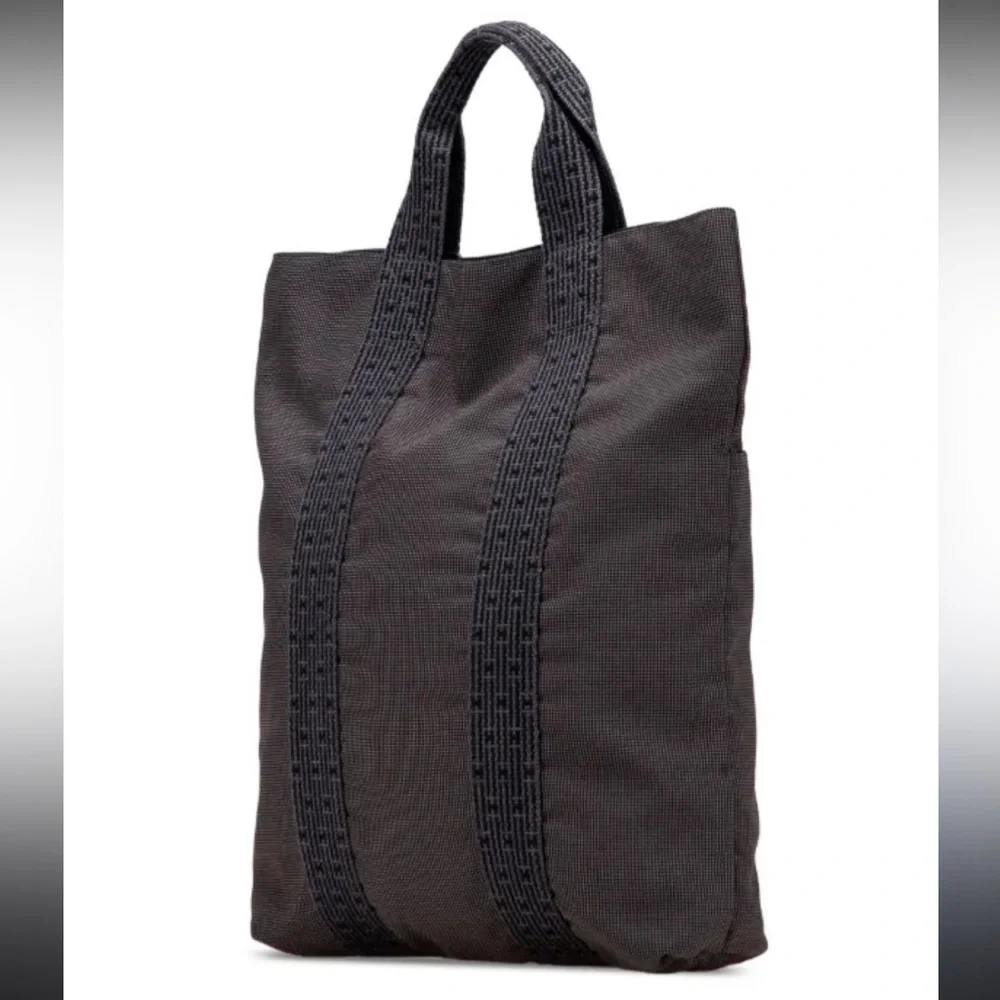 Hermes Herline Cabas Tote Gray Canvas Zip Top Bag